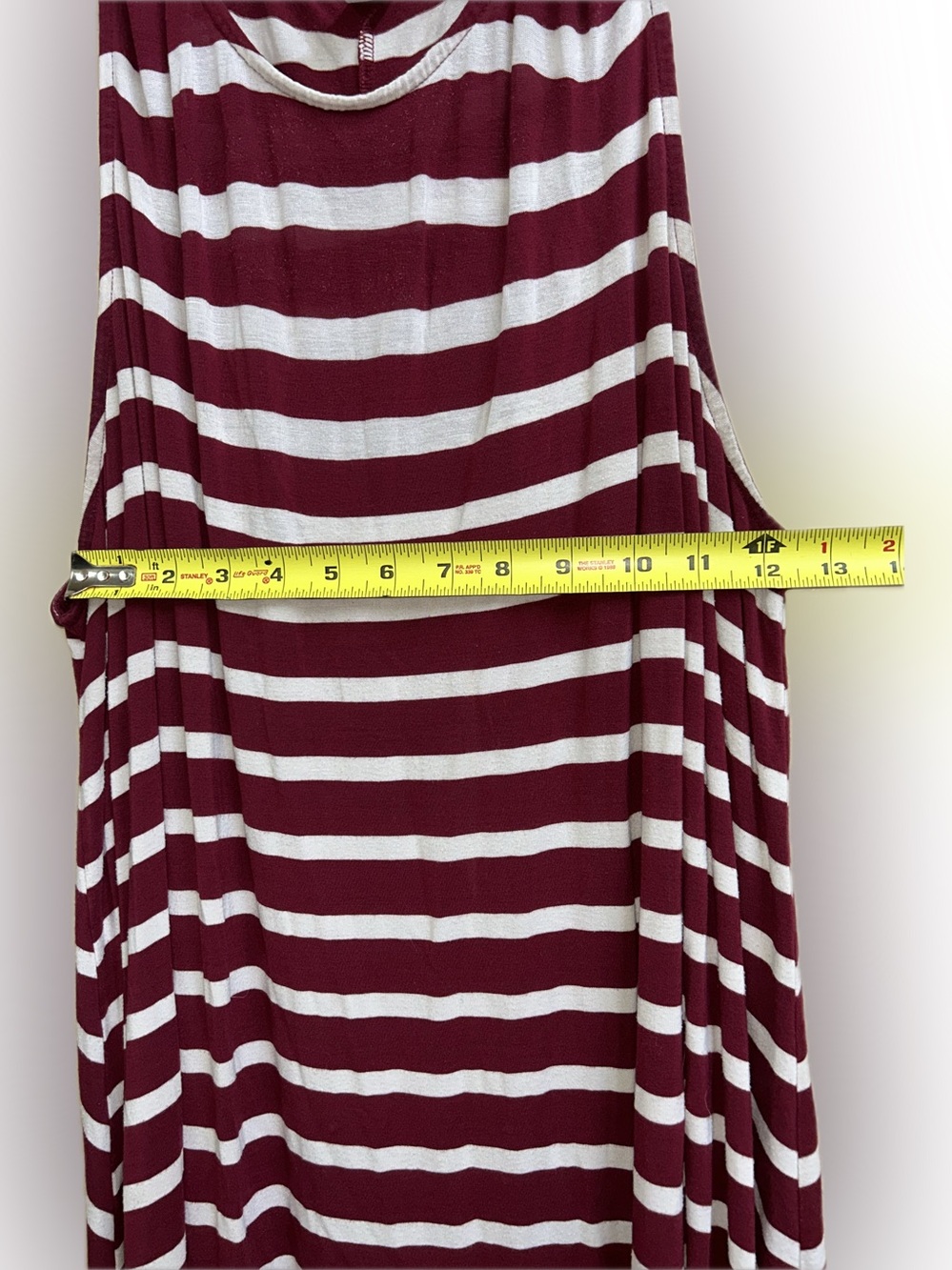 🔥5/$35🔥 Burgundy & White Striped Maxi Dress | Old Navy | Size XXL - Picture 4 of 8